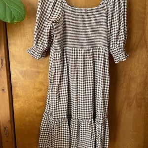 Madewell Lucie Gingham Smocked Midi Dress